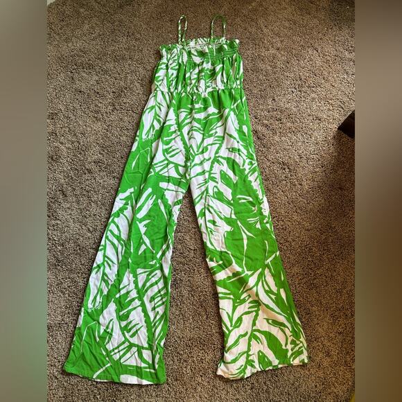 Lilly Pulitzer Green and White Tropical Jumpsuit - Picture 7 of 9